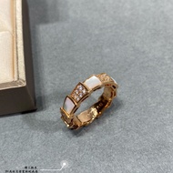【High version 1: 1】bv new 18K rose gold serpenti series wide version ring female bezier diamond ring