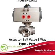 Neww!!! Actuator Ball Valve 3 Way Type L Port Double Acting Size 1 1/2