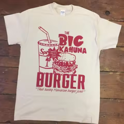Big Kahuna Burger Graphic T-Shirt Short Sleeve Unisex Pulp Fiction Tees Vintage Casual White Tops Fa
