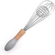 SKGOFGODDD Whisks Manual Egg Blender with Wood Handle Stainless Steel Hand Beater Dough Cream Stirring Mixer Whisk Cooking Baking Kitchen Tools (Color : 12 inch Random Color)