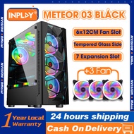 INPLAY Pc Case with Fans Computer Gaming Desktop Matx Table Tempered Glass Inplay Meteor 03 CPU Whit