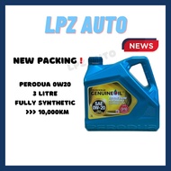 Perodua 0w20 - 3Litre Fully Synthetic Engine Oil NEW PACKAGING SET