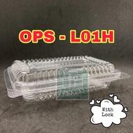 TAPAU - (50pcs±) GO-L1H - OPS - L1H Plastic Tray with Lock Bakery Disposable Plastic Clear Food Box 