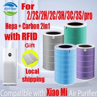 Original and Authentic【hepa+carbon 2in1】Replacement Compatible with Xiaomi 2/2S/2H/2C/3H/3C/3S/pro Filter Air Purifier Accessories High Quality HEPA&amp;Active Carbon High-Efficienc