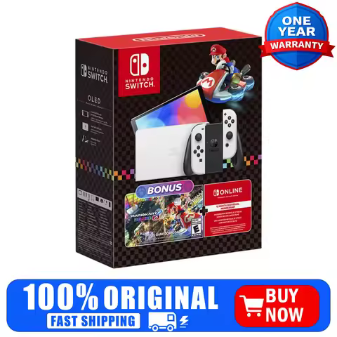Nintendo Switch OLED Model: Mario Kart 8 Deluxe Bundle Multi White