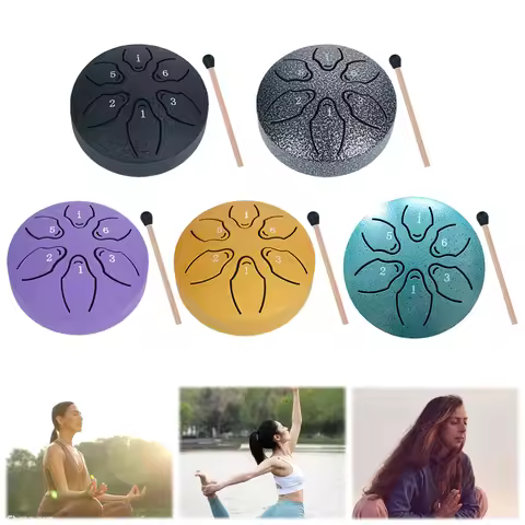 3 Inches 6 Notes Rain Drum for Outside Steel Tongue Drum Rain Chime Mini Handpan Drum for Yoga Medit