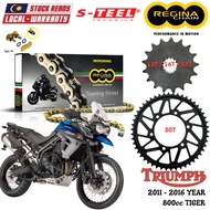 TRIUMPH 800cc TIGER 800 Full Set Regina TOURING STREET Chain 525 ZRT Steel Sprocket Sets