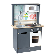 Hape厨房儿童仿真过家家玩具声光模拟电子灶台多功能厨房套装岁男女孩  E3166超能声光模拟厨房