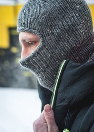 手工編織羊駝毛花呢巴拉克拉法帽，都市風格巴拉克拉法帽，羊毛滑雪面罩