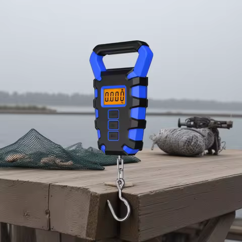 Digital Fishing Scale, Fishing Postal Hanging Hook Scale,110lb/50kg Luggage Scale w/ Measuring Tape,