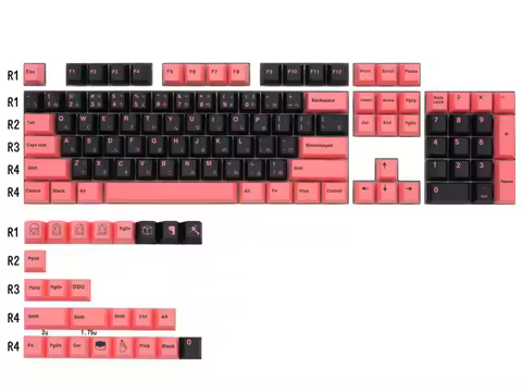 GMK Black Pink PBT Keycap, 129 Keys Keycaps Cherry Profile DYE-SUB Personalized GMK Keycaps For Mech