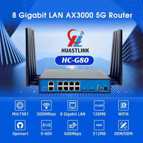 5G Dual SIM Card Load Balance MT7981 Wifi6 3000Mbps 1WAN+8LAN Full Gigabit Ports 5G 4G Router Openwr