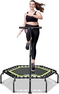 ONETWOFIT Mini Trampoline, 45” Fitness Trampoline Rebounder for Adults with Bungees Adjustable Handl