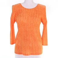 Excellent condition PLEATS PLEASE Issey Miyake PP11-FK333 long-sleeved top, orange, size 3, made in 