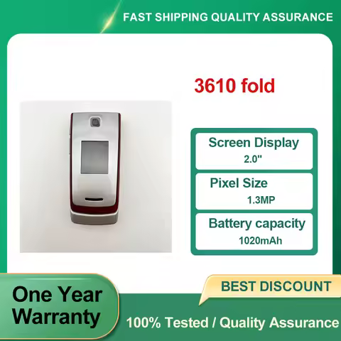 Refurbished Unlocked 3610 fold 3610F Original Bluetooth 1.3MP 2.0" inches Phone 2G Good Condition