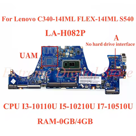 For Lenovo C340-14IML FLEX-14IML S540 Laptop motherboard LA-H082P with CPU I3-10110U I5-10210U I7-10