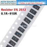 [20pcs] 2512 SMD Resistor 5% 0.1R 910R 0.2R 0.15R 0.25R 0.22R 0.47R 0R 1R 1.5R 5.1R 2.2R 4.7R 10R 22
