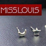 Star And Moon Earring 92.5% Silver Stem