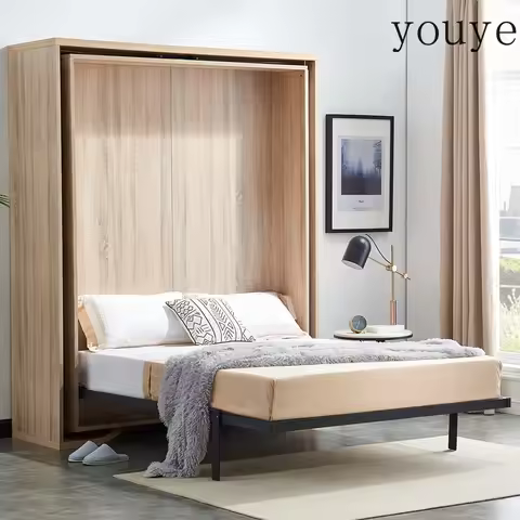 Rotating bookcase wall bed folding invisible bed small apartment flip folding bed study hardware acc