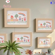 FKILLA Wooden Kids Art Frame, Wall Decoration Rotatable Photo Frame, Creative Changeable Family Port