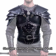 【TI hot】 Medieval Viking Knight Shoulder Chest Armor Set Steampunk Breastplate Cuirass Gothic LARP P