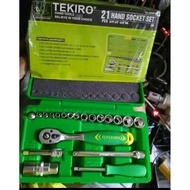 TEKIRO Socket Wrench Set 21 pcs 6PT 1/ 4" - 3/s 8" Plastic Box Tekiro 21pcs Socket Wrench Set 21pcs 