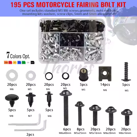 195Motorcycle Fairing Bolts Screws Kit Nut Clips For KAWASAKI ZZR 400 600 1100 1200 1400 ZX25R ZX4RR