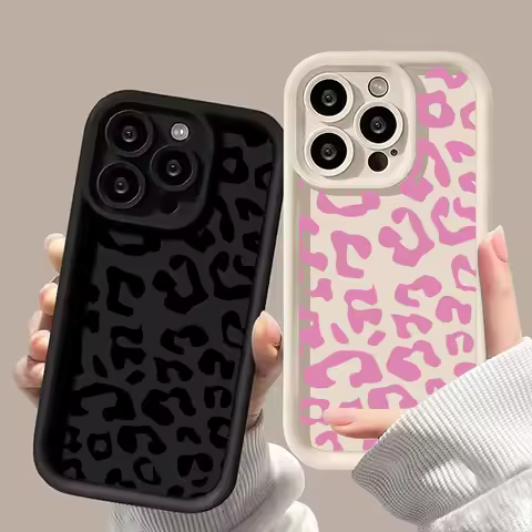 Pink Leopard Print Phone Case For Xiaomi Mi 15 14 13 12 14T 11 Lite 12T Poco M6 X7 X6 F4 F5 X3 X4 X5