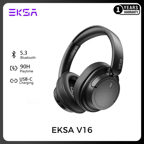 EKSA V16 Wireless Headphones Bluetooth 5.3 90H Playtime 40mm Drivers Over-Ear Headset 3.5mm Wired St