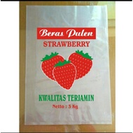 PLASTIK KEMASAN BERAS STRAWBERRY 3 Kg