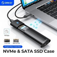 ORICO M.2 NVMe SATA SSD Enclosure Adapter Tool-Free USB C 3.2 Gen 2 10Gbps NVMe 5Gbps NGFF SATA PCIe with Metal Heat Sink