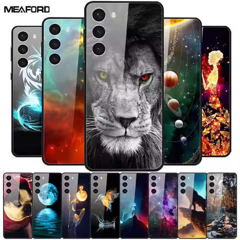 Tempered Glass Case For Samsung S23 Plus 5G Cover Galaxy S 23 Space Hard Back Coque For Samsung S23 