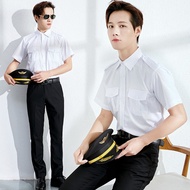 Air Uniform Male Air Uniform Short-Sleeved Shirt Korean Version Slim-fit Captain Epaulette Uniform P