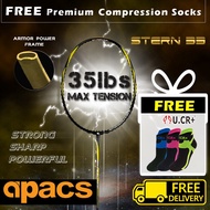APACS Stern 33 Racket 4UG2 Armor Power Frame (Max 35lbs) + FREE U.CR+ Achilles III Compression Socks Ankle Protection