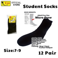 KIJO【12-PAIR】School Black School Socks 7-9 -STK1959