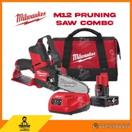 MILWAUKEE M12 Fuel Hatchet Pruning Saw Combo Set 12V | 4.0Ah Battery + Charger + Contractor Bag