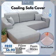 🇸🇬 Full Coverage Cooling Sofa Cover Elastic Splash Proof Universal 1/2/3/4 Seater Sofa Cover Protector L Shape Ice Cool