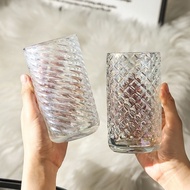 Baltan Home SS8 ins Style Embossed Threaded Glass Cup American Coffee Cup Soda Sparkling Water Drink Kueh Juice Milk Breakfast Cup B1