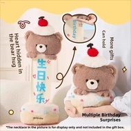 MXBEAUTY Plush Bear Doll, Creative Soft Bear Cake Plush Toy, Adorable Cartoon Cute Pull-out Birthday