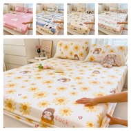 1 PC Pure Cotton Sunflowers Print Fitted Sheet All-Included Bed Mattress Cover Single/Super Single Queen King Size 100% Cotton Cadar