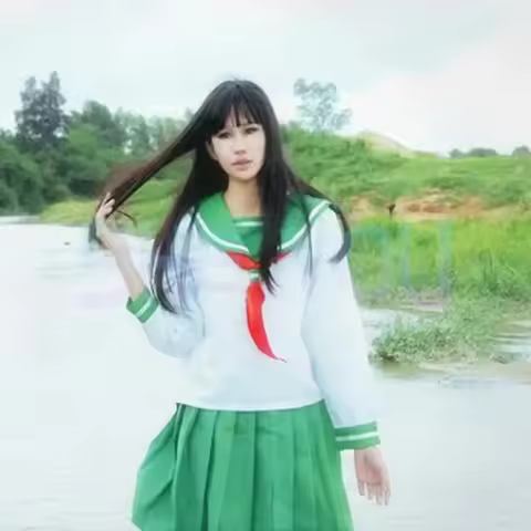 x;3,f'6;h\9/Anime Inuyasha Higurashi Kagome Cosplay Costume Girls School Uniforms Sailor Suits Women