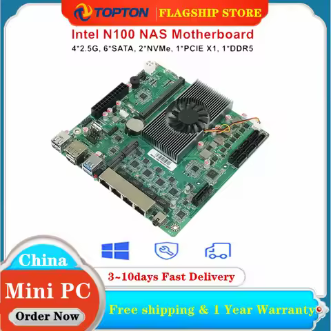 12th Gen Intel N150 N100 NAS Mainboard 6-Bay 6*SATA3.0 4*2.5G i226 PCIE X1 1*DDR5 4800MHz Soft Routi