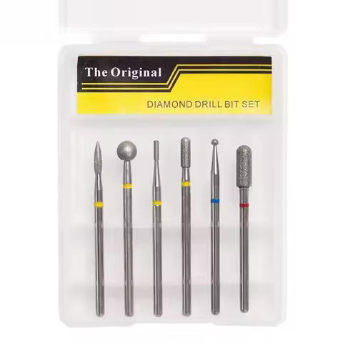6Pcs Nail Cone Tip Diamond Drill Bits Electric Cuticle Clean Rotary for Manicure Pedicure Grinding H