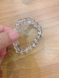 Vòng tay thạch anb trắng ánh kim 7 sắc cầu vòng
