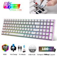 Royal Kludge RK100(RK860) 2.4G Wireless/Bluetooth/Wired RGB Mechanical Keyboard, 100 Keys 3 Modes Ho