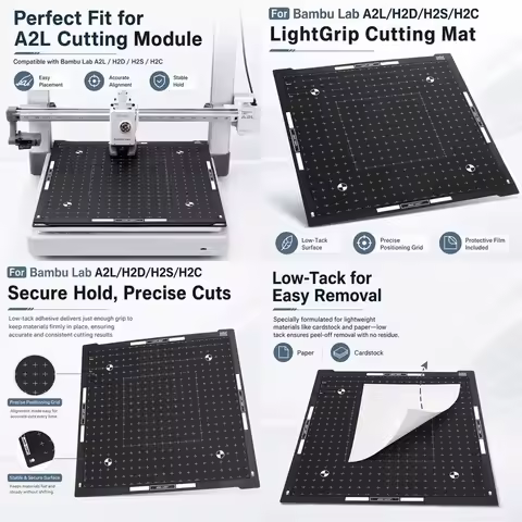 LightGrip Cutting Mat for Bambu Lab A2L/H2D/H2S/H2C, DIY Plotter Paper Cardstock Adhesive Sheet