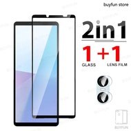 2in1 Full Cover Screen Tempered Glass + Protective Lens Film For Sony Xperia 1 10 5 vi iv v 1VI 10VI