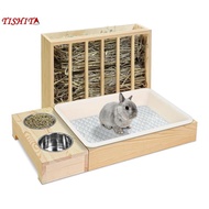 [tishita] Bunny Hay Feeder Stand Wooden Food Holder Cage Box for Guinea Pig Rabbit Pet Supplies Easy