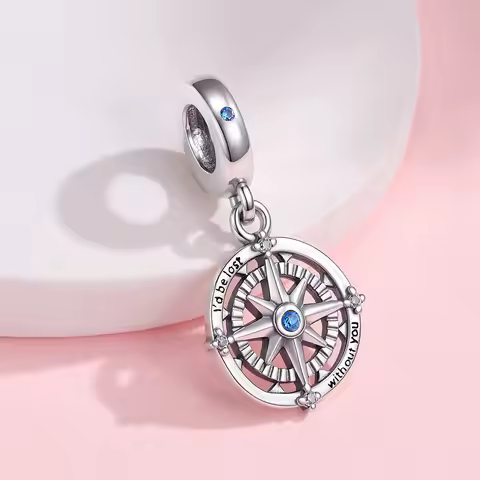 925 Sterling Silver Where the heart goes Compass Pendant Fit Original Bracelet Hypoallergenic For Wo