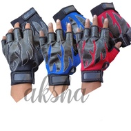 Half finger fire motif gloves/rider gloves/lostrider gloves